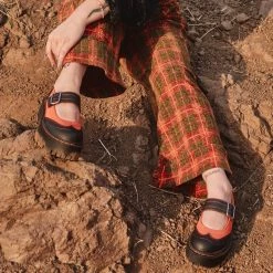 A3023L Women Black & Orange TUKskin™ Double Decker Mary Jane