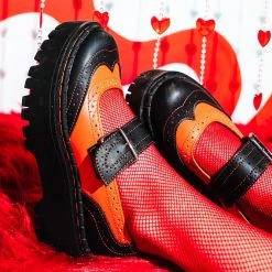 A3023L Women Black & Orange TUKskin™ Double Decker Mary Jane