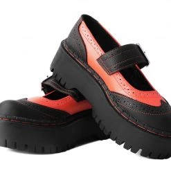 A3023L Women Black & Orange TUKskin™ Double Decker Mary Jane