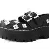 A3024L Women Black & White TUKskin™ Flower Double Decker Mary Jane