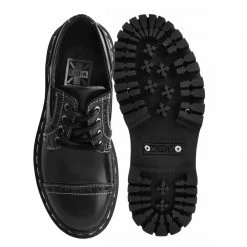 A3030L Women Black Burnished Contrast Stitch Double Decker Brogue