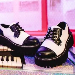 A3031L Black & White TUKskin™ Double Decker Brogue Women