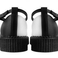 A3042L Monochrome Twist Ballet Ankle Strap Creeper