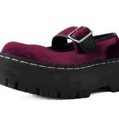 A3043L Burgundy Velvet Double Decker Mary Jane