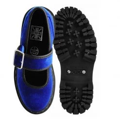 A3044L Women Blue Velvet Double Decker Mary Jane