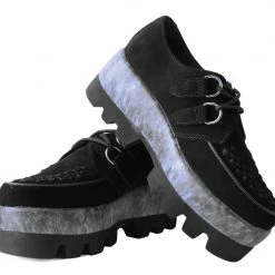 A3065 New Arrivals Black Marble Dino Lug Creeper