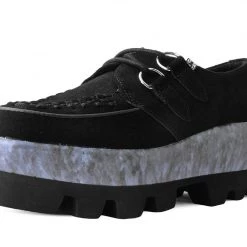 A3065 New Arrivals Black Marble Dino Lug Creeper