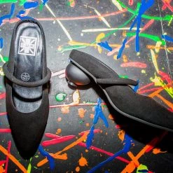 A3068L Women Black Faux Suede Ball Heel