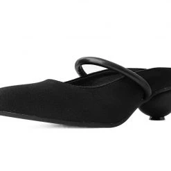 A3068L Women Black Faux Suede Ball Heel