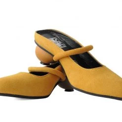 A3069L Women Mustard Faux Suede Ball Heel