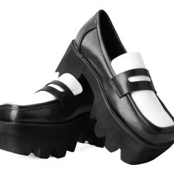 A3085L New Arrivals Black & White Dress TUKskin™ Square Nosebleed Loafer