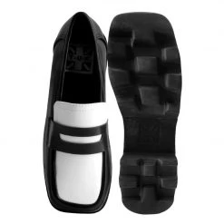 A3085L New Arrivals Black & White Dress TUKskin™ Square Nosebleed Loafer