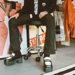 A3085L New Arrivals Black & White Dress TUKskin™ Square Nosebleed Loafer