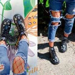 A6570L Back In Stock Black Kitty Sneaker Boot