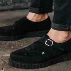 A8139 Suede Pointed Buckle Creeper