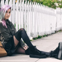 A8642L Women Black Suede Viva Mondo Boots