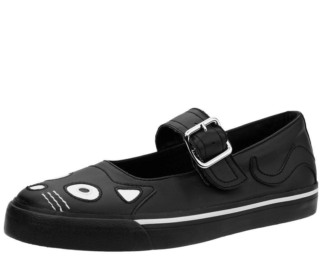 A9217L Black Kitty Face VLK Mary Janes Women