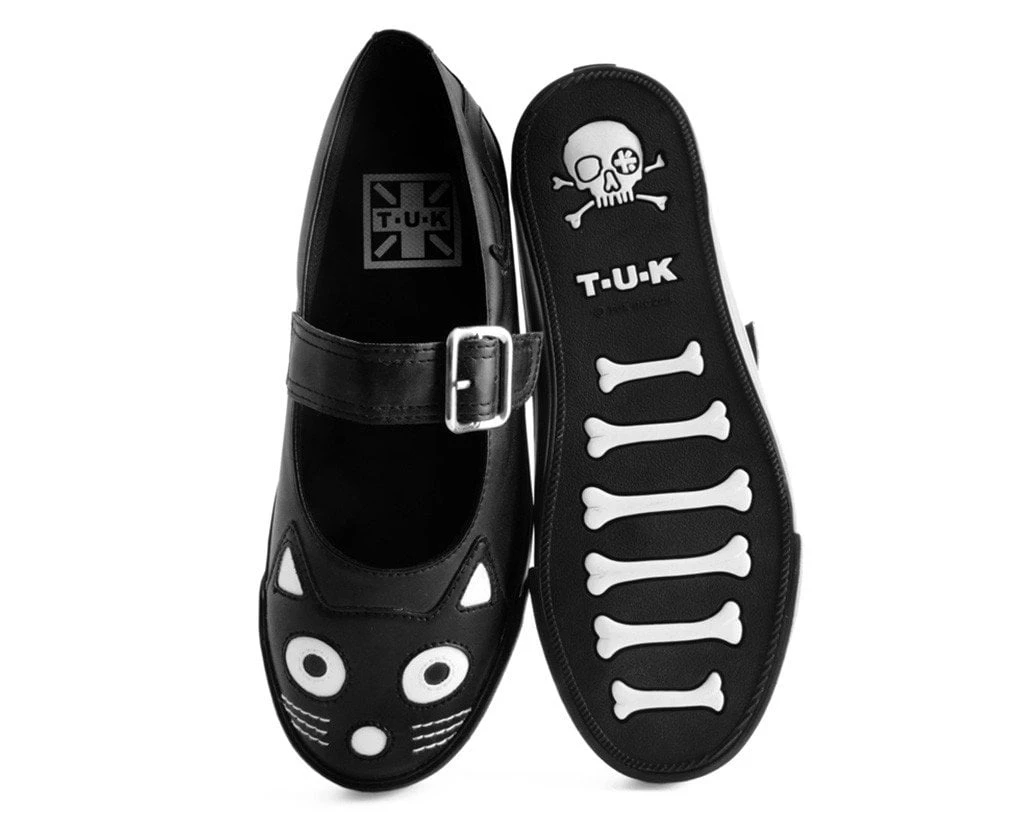 A9217L Black Kitty Face VLK Mary Janes Women