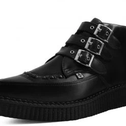 A9325 Women Black TUKskin™ 3-Buckle Pointed Creeper Boot