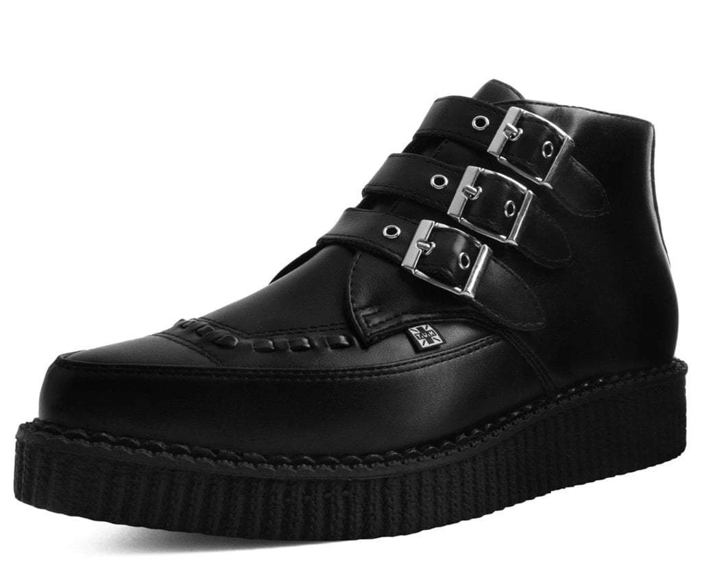 A9325 Women Black TUKskin™ 3-Buckle Pointed Creeper Boot