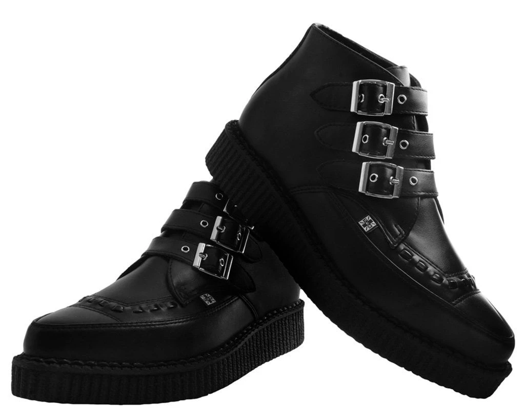 A9325 Women Black TUKskin™ 3-Buckle Pointed Creeper Boot