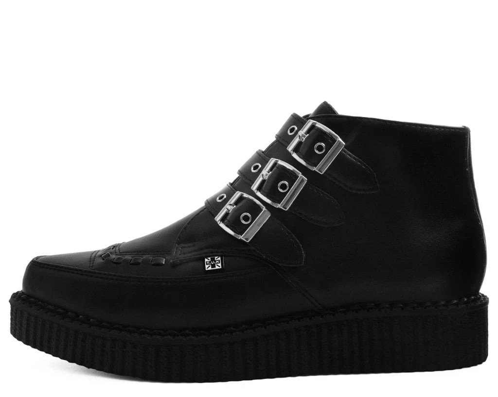 A9325 Women Black TUKskin™ 3-Buckle Pointed Creeper Boot