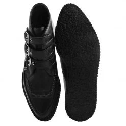 A9325 Women Black TUKskin™ 3-Buckle Pointed Creeper Boot