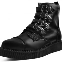 A9409 Black TUKskin™ Skull Buckle Pointed Boot