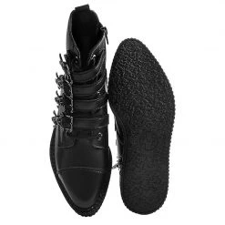 A9409 Black TUKskin™ Skull Buckle Pointed Boot