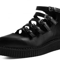 A9417L Black TUKskin™ Multi-Strap Pointed Mary Jane Creeper