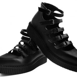 A9417L Black TUKskin™ Multi-Strap Pointed Mary Jane Creeper