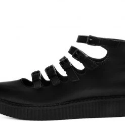 A9417L Black TUKskin™ Multi-Strap Pointed Mary Jane Creeper
