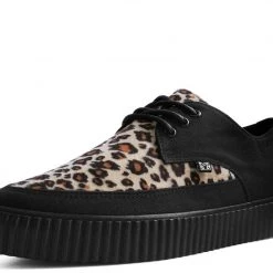 A9418 Black & Leopard Tie Pointed Lace Up EZC Women