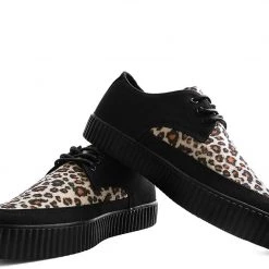 A9418 Black & Leopard Tie Pointed Lace Up EZC Women