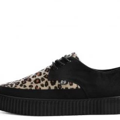 A9418 Black & Leopard Tie Pointed Lace Up EZC Women