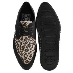 A9418 Black & Leopard Tie Pointed Lace Up EZC Women