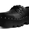 A9469 Black Faux Leather Dino Lug Sole Creeper