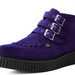 A9494 Women Ultra Violet 3-Buckle Pointed Creeper Boot