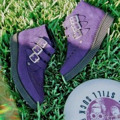 A9494 Women Ultra Violet 3-Buckle Pointed Creeper Boot