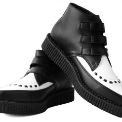 A9540 Women Black & White TUKskin™ 3-Buckle Pointed Creeper Boot