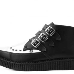 A9540 Women Black & White TUKskin™ 3-Buckle Pointed Creeper Boot