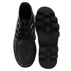 A9558 Women Black Faux Leather Dino Lug Sole Boot