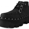 A9558 Women Black Faux Leather Dino Lug Sole Boot
