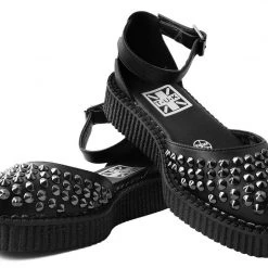 A9575L Black TUKskin™ Pointed Studded Sandal
