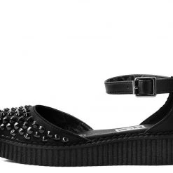A9575L Black TUKskin™ Pointed Studded Sandal