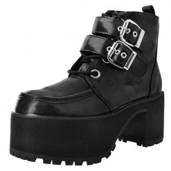 A9580L Black 2-Buckle Nosebleed Boot Women