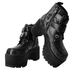 A9580L Black 2-Buckle Nosebleed Boot Women