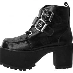 A9580L Black 2-Buckle Nosebleed Boot Women
