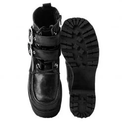 A9580L Black 2-Buckle Nosebleed Boot Women