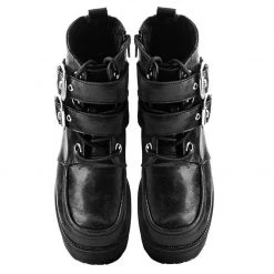 A9580L Black 2-Buckle Nosebleed Boot Women
